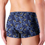 Blue Hawaiian Tropical Pattern Print Men's Boxer Briefs