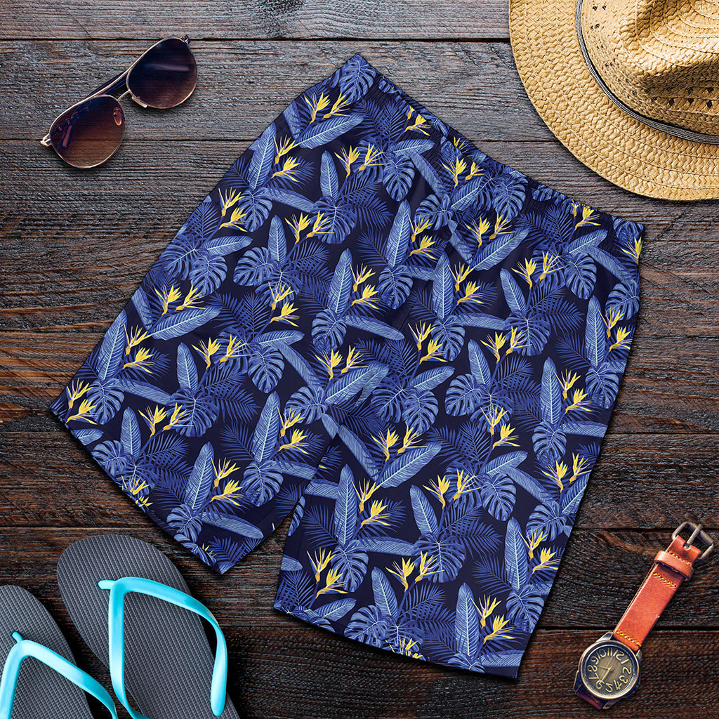 Blue Hawaiian Tropical Pattern Print Men's Shorts