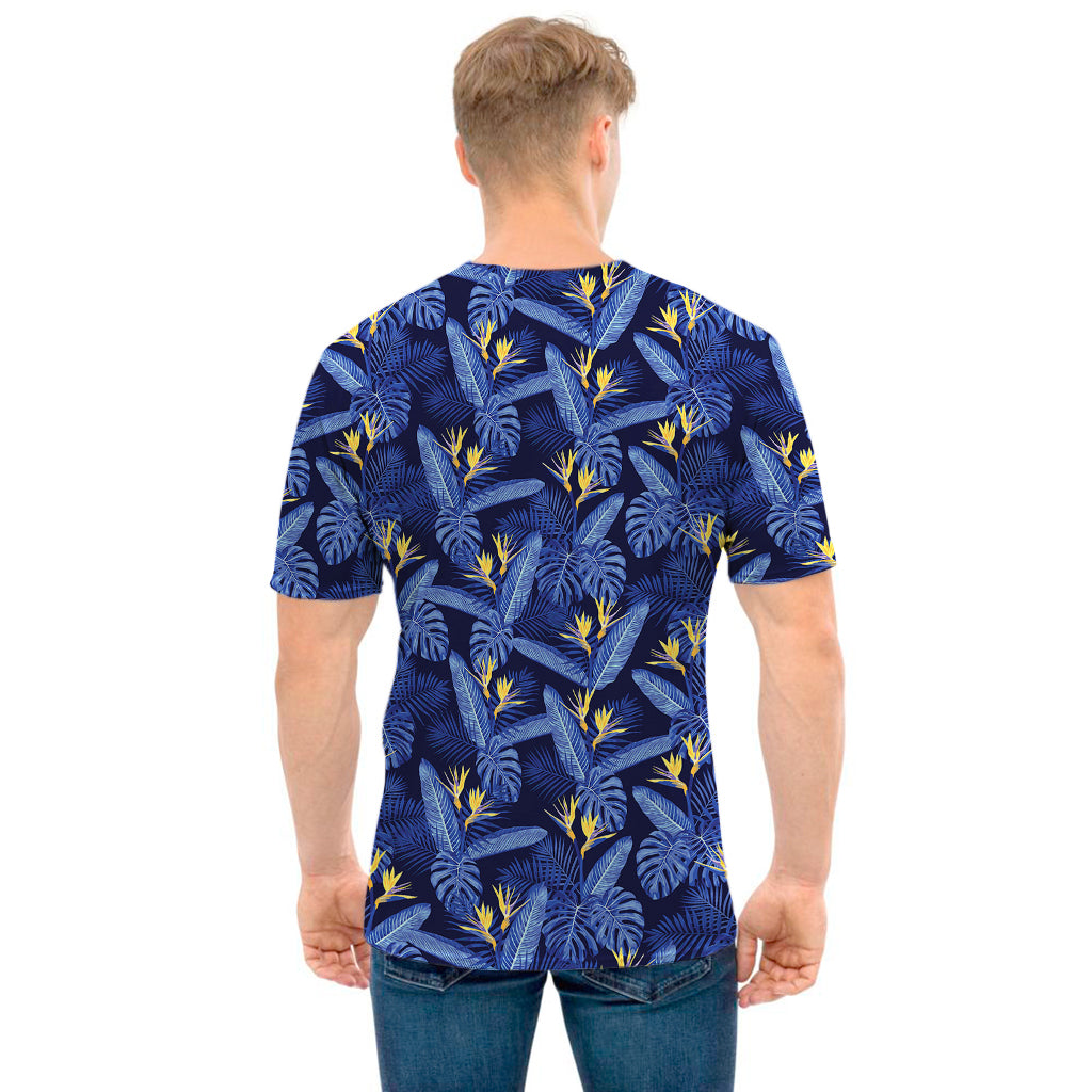 Blue Hawaiian Tropical Pattern Print Men's T-Shirt