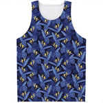 Blue Hawaiian Tropical Pattern Print Men's Tank Top