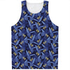 Blue Hawaiian Tropical Pattern Print Men's Tank Top