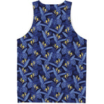 Blue Hawaiian Tropical Pattern Print Men's Tank Top