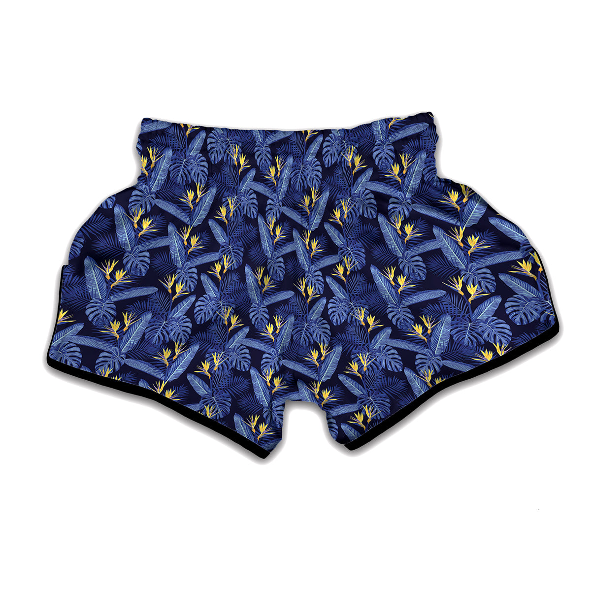 Blue Hawaiian Tropical Pattern Print Muay Thai Boxing Shorts