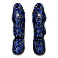 Blue Hawaiian Tropical Pattern Print Muay Thai Shin Guards