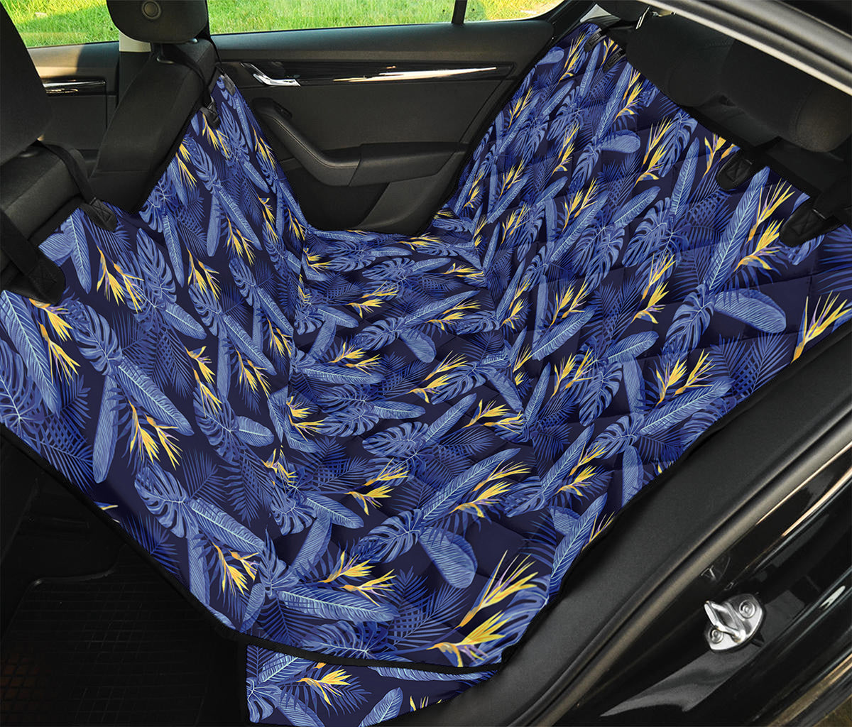 Blue Hawaiian Tropical Pattern Print Pet Car Back Seat Cover