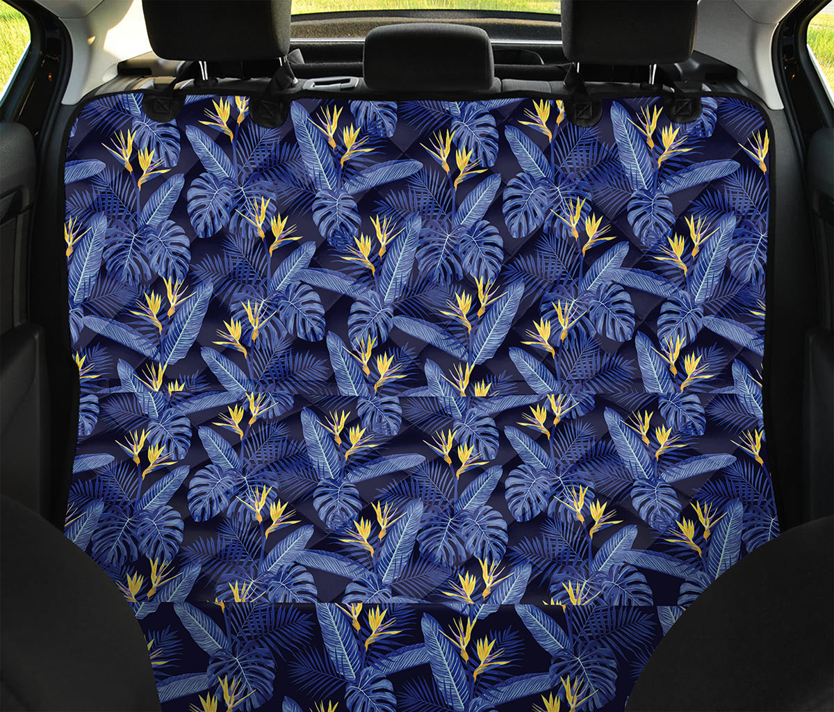 Blue Hawaiian Tropical Pattern Print Pet Car Back Seat Cover