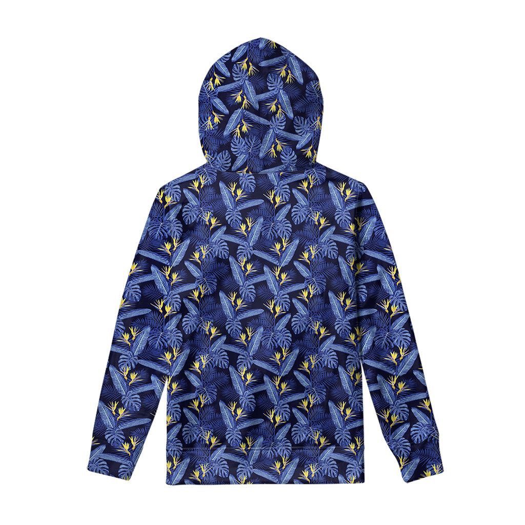 Blue Hawaiian Tropical Pattern Print Pullover Hoodie