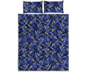 Blue Hawaiian Tropical Pattern Print Quilt Bed Set