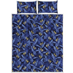 Blue Hawaiian Tropical Pattern Print Quilt Bed Set