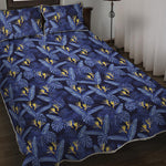 Blue Hawaiian Tropical Pattern Print Quilt Bed Set