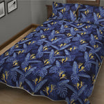 Blue Hawaiian Tropical Pattern Print Quilt Bed Set