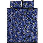 Blue Hawaiian Tropical Pattern Print Quilt Bed Set