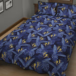 Blue Hawaiian Tropical Pattern Print Quilt Bed Set