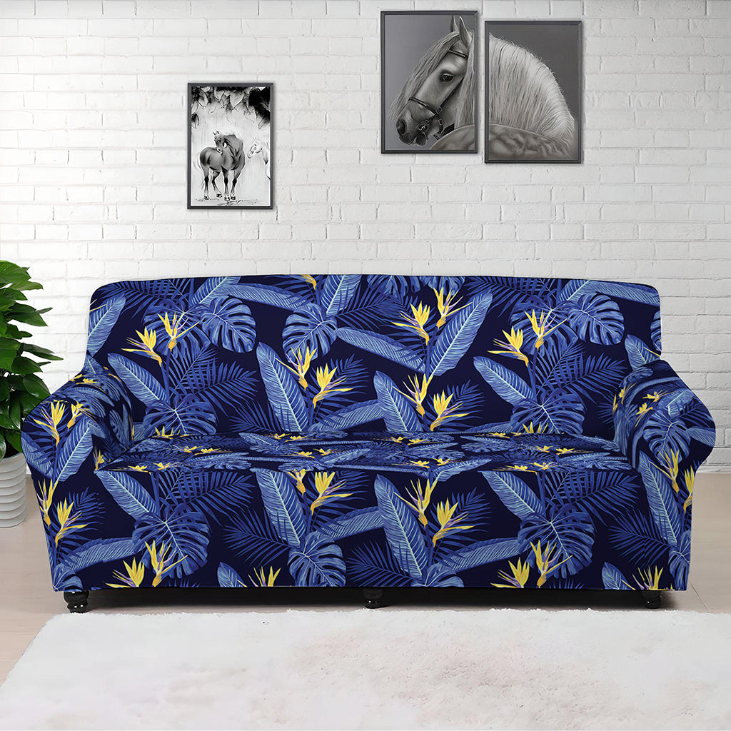 Blue Hawaiian Tropical Pattern Print Sofa Cover