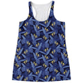 Blue Hawaiian Tropical Pattern Print Women's Racerback Tank Top