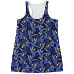 Blue Hawaiian Tropical Pattern Print Women's Racerback Tank Top