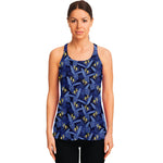 Blue Hawaiian Tropical Pattern Print Women's Racerback Tank Top
