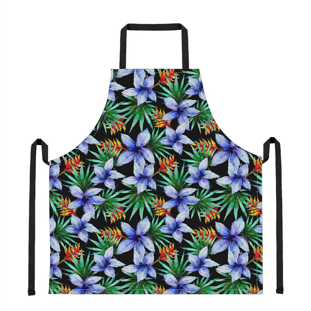 Blue Hawaiian Wildflowers Pattern Print Apron