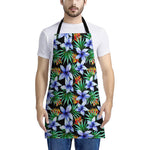 Blue Hawaiian Wildflowers Pattern Print Apron