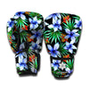 Blue Hawaiian Wildflowers Pattern Print Boxing Gloves