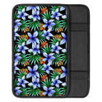 Blue Hawaiian Wildflowers Pattern Print Car Center Console Cover