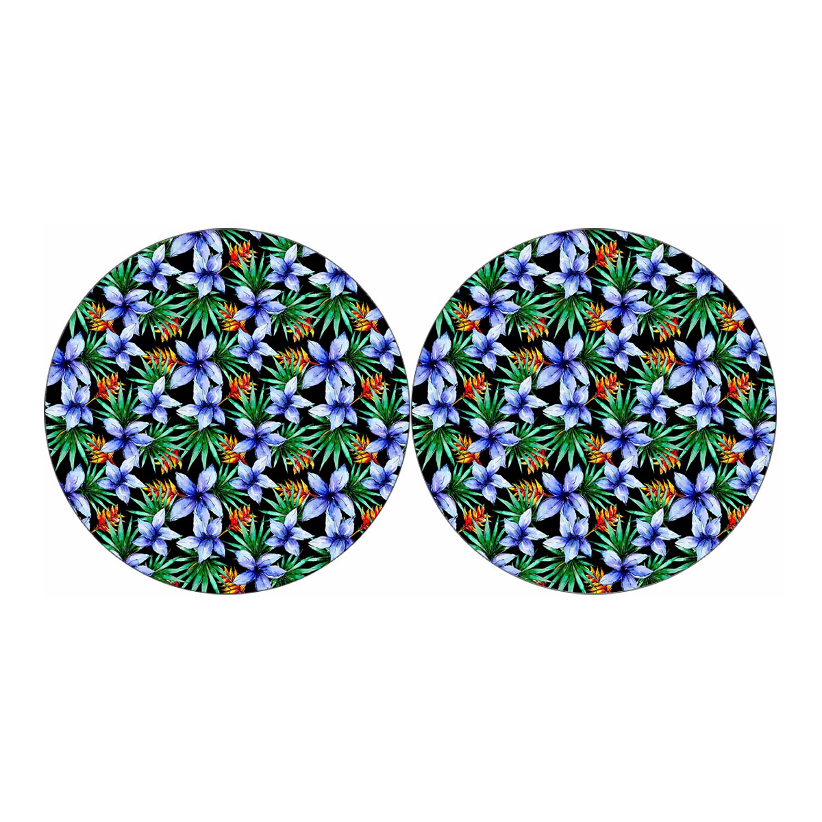 Blue Hawaiian Wildflowers Pattern Print Car Coasters