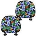 Blue Hawaiian Wildflowers Pattern Print Car Headrest Covers