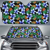 Blue Hawaiian Wildflowers Pattern Print Car Sun Shade GearFrost