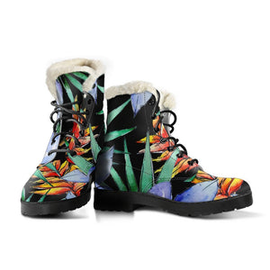 Blue Hawaiian Wildflowers Pattern Print Comfy Boots GearFrost