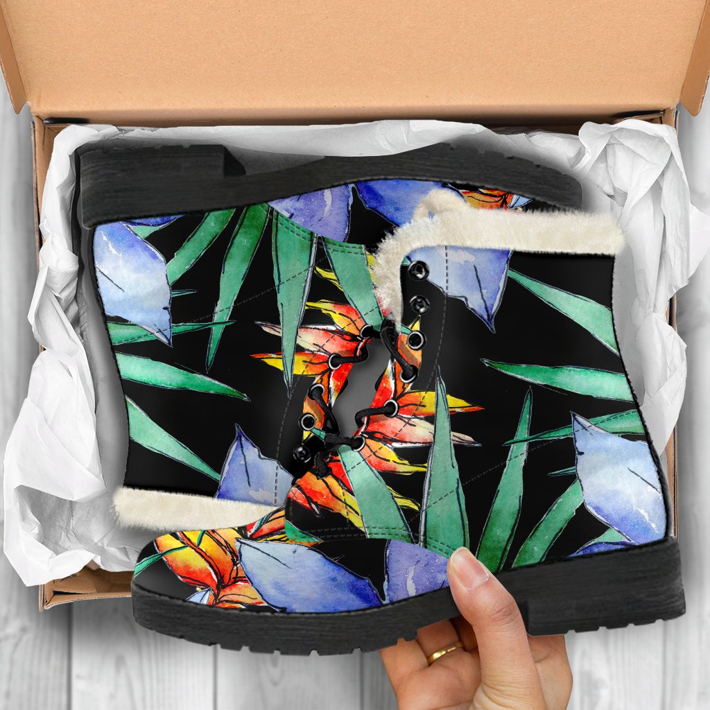 Blue Hawaiian Wildflowers Pattern Print Comfy Boots GearFrost