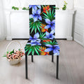 Blue Hawaiian Wildflowers Pattern Print Dining Chair Slipcover