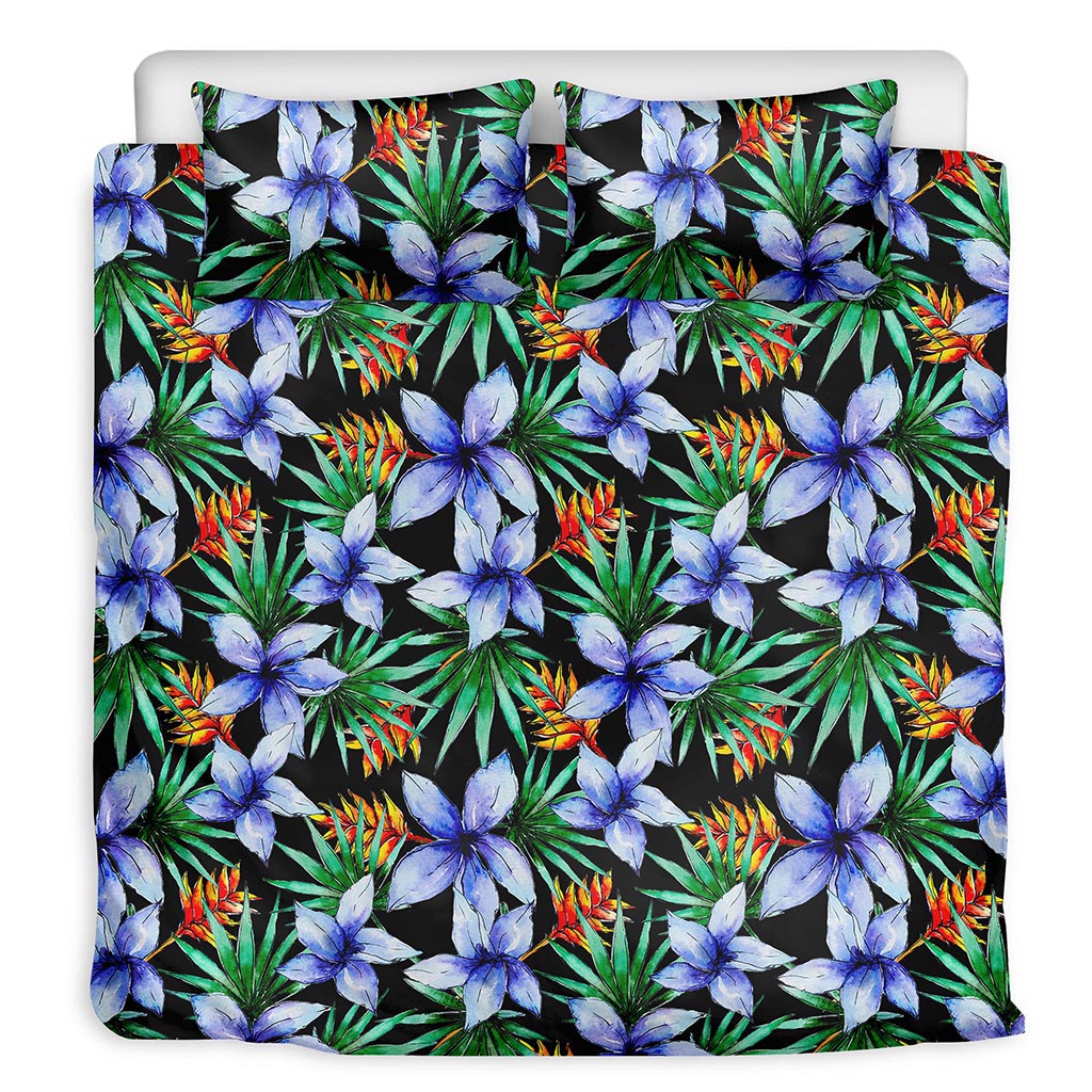 Blue Hawaiian Wildflowers Pattern Print Duvet Cover Bedding Set