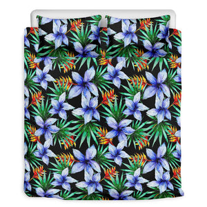 Blue Hawaiian Wildflowers Pattern Print Duvet Cover Bedding Set