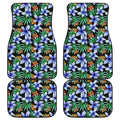 Blue Hawaiian Wildflowers Pattern Print Front and Back Car Floor Mats