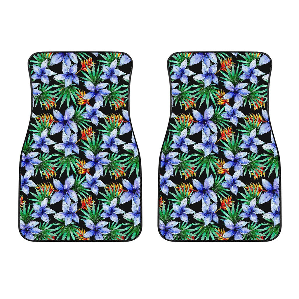 Blue Hawaiian Wildflowers Pattern Print Front Car Floor Mats
