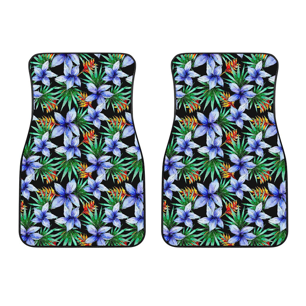 Blue Hawaiian Wildflowers Pattern Print Front Car Floor Mats