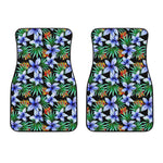 Blue Hawaiian Wildflowers Pattern Print Front Car Floor Mats