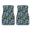 Blue Hawaiian Wildflowers Pattern Print Front Car Floor Mats