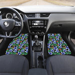 Blue Hawaiian Wildflowers Pattern Print Front Car Floor Mats