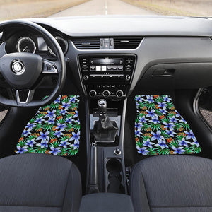 Blue Hawaiian Wildflowers Pattern Print Front Car Floor Mats