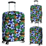 Blue Hawaiian Wildflowers Pattern Print Luggage Cover GearFrost