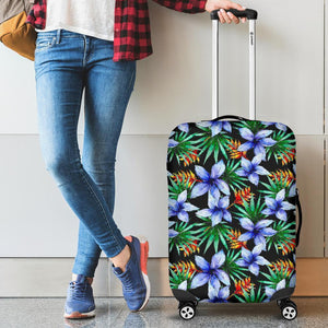 Blue Hawaiian Wildflowers Pattern Print Luggage Cover GearFrost