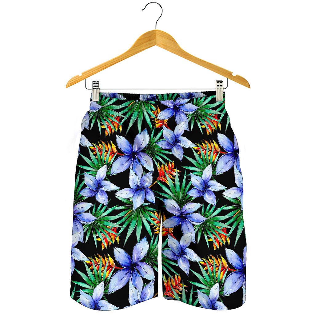 Blue Hawaiian Wildflowers Pattern Print Men's Shorts