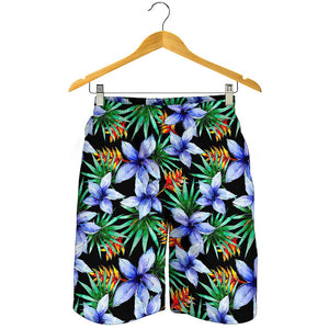 Blue Hawaiian Wildflowers Pattern Print Men's Shorts