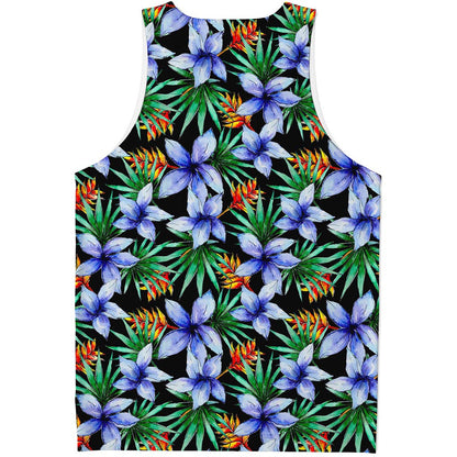 Blue Hawaiian Wildflowers Pattern Print Men's Tank Top