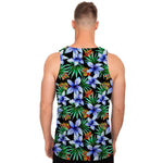Blue Hawaiian Wildflowers Pattern Print Men's Tank Top