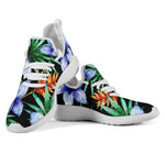 Blue Hawaiian Wildflowers Pattern Print Mesh Knit Shoes GearFrost