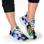 Blue Hawaiian Wildflowers Pattern Print Mesh Knit Shoes GearFrost