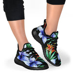 Blue Hawaiian Wildflowers Pattern Print Mesh Knit Shoes GearFrost