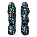 Blue Hawaiian Wildflowers Pattern Print Muay Thai Shin Guards